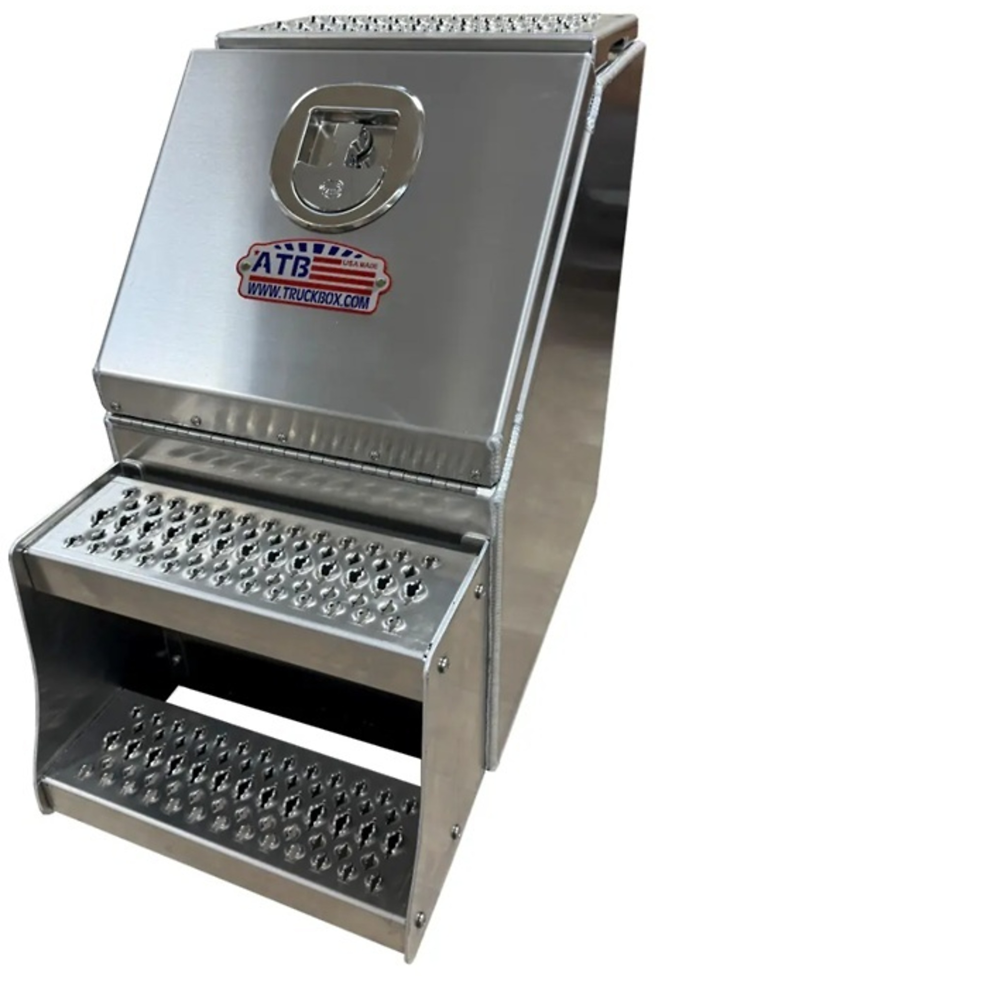 American Truck Box 25"H x 28"D x 12"W Heavy-Duty Truck Step Saddle Boot Box, Drop Lid, Model # A-SB51S-252812D-S